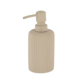 Distributeur à Savon ou Lotion en résine striée Taupe mat 230 ml