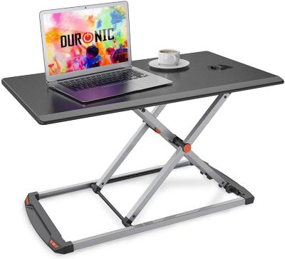 DM05D11 BK Poste de travail assis debout manuel Hauteur ajustable de 6 à 40 cm Plateforme 74 x 43 cm Clavier écran souris Duronic