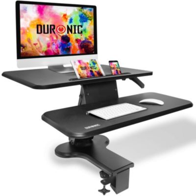 DM05D13 Poste de travail assis debout 2x plateformes pour ordinateur clavier souris Hauteur ajustable de 12 à 42 cm Duronic