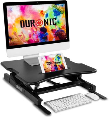 DM05D18 Poste de travail assis debout manuel Plateforme 55 x 53 cm Hauteur ajustable de 16 à 42 cm Charge max 15 kg Duronic