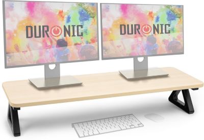 DM06-2 NL Rehausseur d'écran 82 x 30 cm Support pour moniteur Rehausse de 13,5 cm Espace ergonomique Rangement Duronic