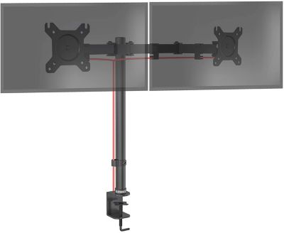 DM152 Support 2 écrans PC à pince pour bureau Bras de moniteur Rotatif Inclinable Pivotant Compatible VESA 75 100 Duronic
