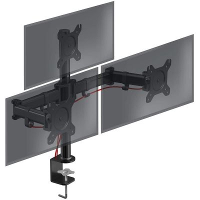 DM253 Support 3 écrans PC à pince pour bureau Bras de moniteur Rotatif Inclinable Pivotant Compatible VESA 75 100 Duronic