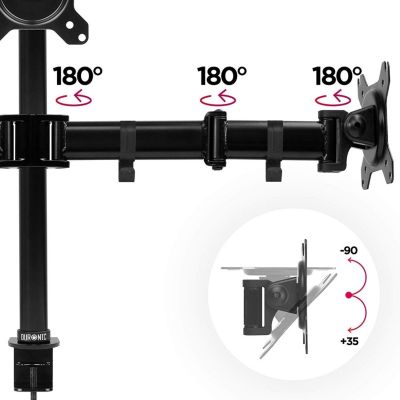 DM253 Support 3 écrans PC à pince pour bureau Bras de moniteur Rotatif Inclinable Pivotant Compatible VESA 75 100 Duronic