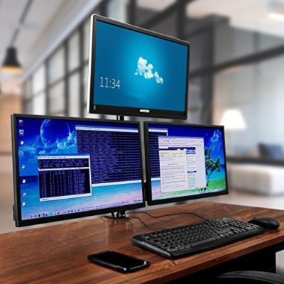 DM253 Support 3 écrans PC à pince pour bureau Bras de moniteur Rotatif Inclinable Pivotant Compatible VESA 75 100 Duronic