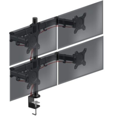 DM254 Support 4 écrans PC à pince pour bureau Bras de moniteur Rotatif Inclinable Pivotant Compatible VESA 75 100 Duronic