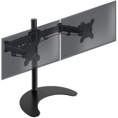 DM25D2 Support 2 écrans PC sur socle pour bureau Bras de moniteurs Rotatif Inclinable Pivotant Compatible VESA 75 100 Duronic