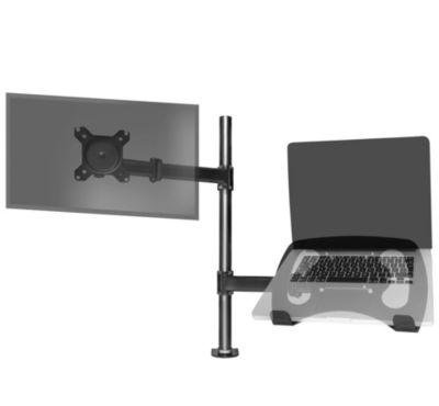 DM25L1X1 Support écran PC et ordinateur portable à pince pour bureau Rotatif Inclinable Pivotant VESA 75 100 Duronic