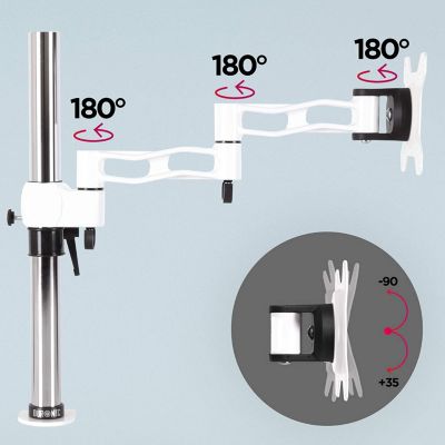 DM351X3 WE Support écran PC à pince pour bureau Bras de moniteur Rotatif Inclinable Pivotant Compatible VESA 75 100 Duronic