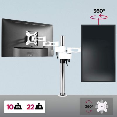 DM351X3 WE Support écran PC à pince pour bureau Bras de moniteur Rotatif Inclinable Pivotant Compatible VESA 75 100 Duronic