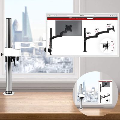 DM351X3 WE Support écran PC à pince pour bureau Bras de moniteur Rotatif Inclinable Pivotant Compatible VESA 75 100 Duronic