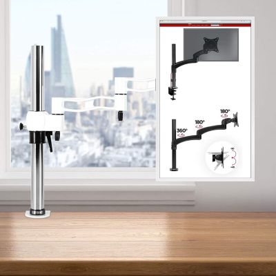 DM351X3 WE Support écran PC à pince pour bureau Bras de moniteur Rotatif Inclinable Pivotant Compatible VESA 75 100 Duronic