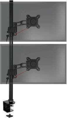 DM35V2X2 Support 2 écrans PC à pince pour bureau Bras de moniteur Rotatif Inclinable Pivotant Compatible VESA 75 100 Duronic