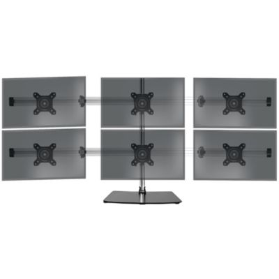 DM756 Support 6 écrans PC sur socle pour bureau Bras de moniteurs Rotatif Inclinable Pivotant Compatible VESA 75 100 Duronic