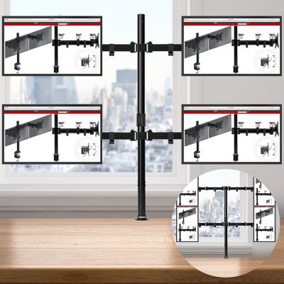 DMT154 Support 4 écrans PC à pince pour bureau Bras de moniteur Rotatif Inclinable Pivotant Compatible VESA 75 100 Duronic