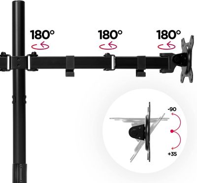 DMT154 Support 4 écrans PC à pince pour bureau Bras de moniteur Rotatif Inclinable Pivotant Compatible VESA 75 100 Duronic