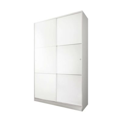 Dnoce Armoire, Armoire de Chambre avec 2 Portes coulissantes, Armoire avec 4 Etageres et Tringle à vêtements, 120x50h200 cm, Blanc