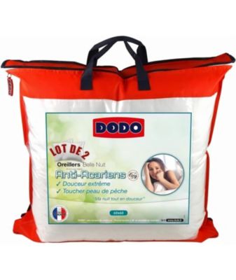 DODO Lot de 2 Oreillers Anti-Acariens Belle Nuit 60x60 cm blanc