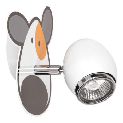 Doggy Applique 1xGU10 Max.50W Métal Blanc/Métal Chromé/Matière Synthétique Multicolore à Motif Chien