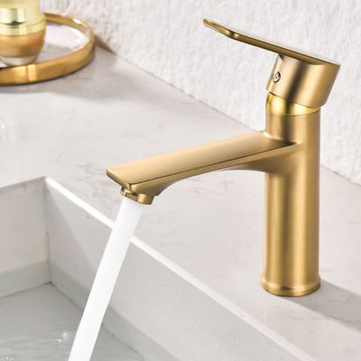 Mitigeur Vasque Lungo Gold Or Robinet Lavabo Rea Lungo Gold - Mitigeur Or Poser - Salle De Bain Élégant Robinet à Poser