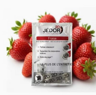 Dosettes 2D détergent nettoyant désodorisant - Jédor - Parfum Fraise (100 dosettes)