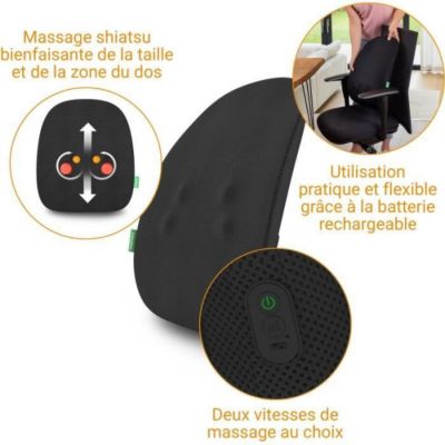 Dossier de massage rechargeable - MEDISANA - MC 500 - Shiatsu - sans fil - 2 vitesses - Noir