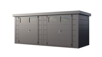 Double abri en métal de 11.2m² ( 2 fois 5,6 m² ) anthracite - CLASSICO DUO 2721 TELLURIA