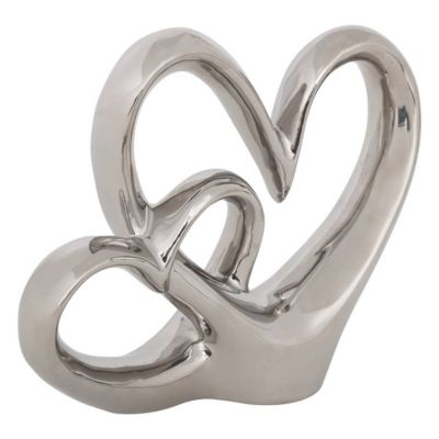 Double cœur déco Safina H.16,5cm résine - Atmosphera