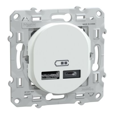 Mécanisme double chargeur usb A + C 12W Schneider Electric Odace blanc main image 1
