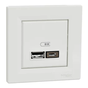 Double chargeur usb A + C complet Schneider Electric Asfora blanc
