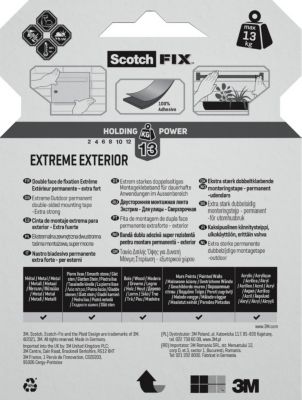 Double face extérieur Scotch Extrême 19 mm x 5 m noir, 13 kg