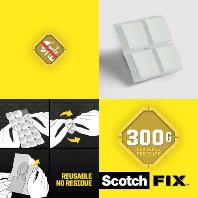 Double face repositionnable 3M 11 x 15 mm blanc, 36 carrés 300 g