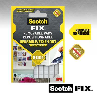 Double face repositionnable 3M 11 x 15 mm blanc, 36 carrés 300 g