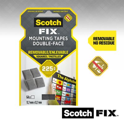 Double face repositionnable 3M 11 x 15 mm gris, 36 carrés 300 g