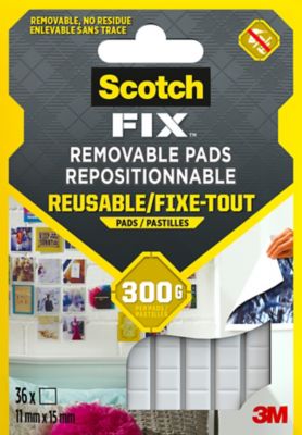 Double face repositionnable 3M 11 x 15 mm gris, 36 carrés 300 g