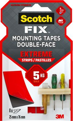 Double face Scotch Extrême 76 mm x 25 mm noir, 8 pièces 5 kg