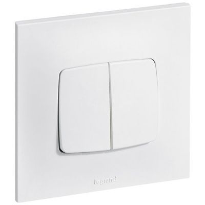 Double interrupteur ou va-et-vient Legrand Neptune 0 913 21 coloris blanc 10 A