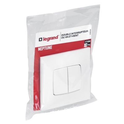 Double interrupteur ou va-et-vient Legrand Neptune 0 913 21 coloris blanc 10 A