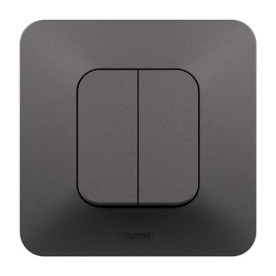 Double interrupteur ou vaetvient Neptune 10A noir, bornes — free download