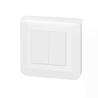 Double interrupteur va-et-vient à vis Legrand Mosaïc blanc