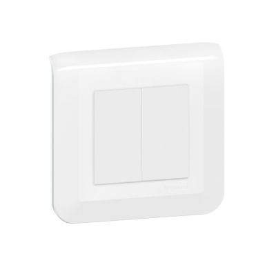 Double interrupteur va-et-vient à vis Legrand Mosaïc blanc