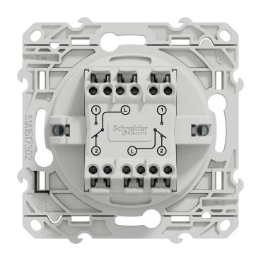 Double interrupteur va-et-vient connexion rapide à vis Odace recyclé Schneider Electric blanc