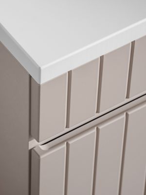 Double meuble de salle de bain à suspendre ICONIC CASHEMIRE 120 cm avec le plan 140 cm et l'extension 20 cm chêne evoke