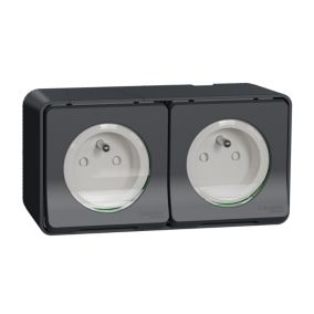 Double prise 2 pôle+terre horizontale Mureva Styl Schneider Electric anthracite