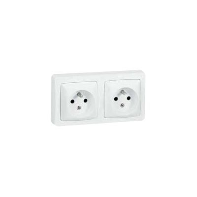 Double prise 2 pôles+terre horizontale ASL Legrand blanc
