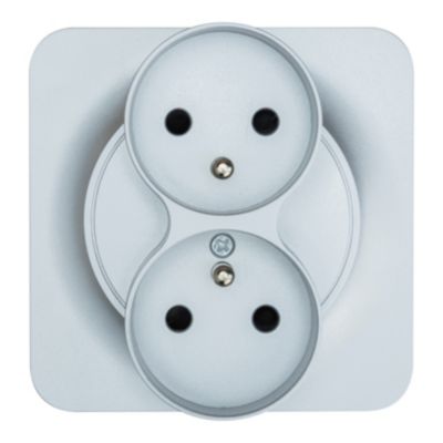 Double prise avec terre Jacobsen Espen aluminium composable