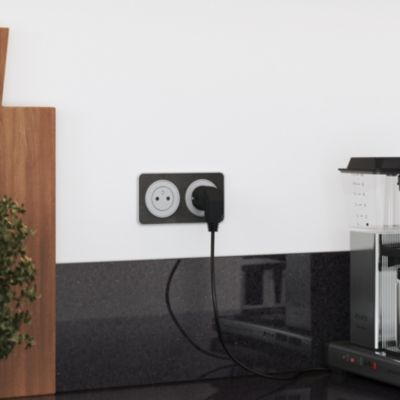 Double prise avec terre prt cble Jacobsen Espen aluminium composable
