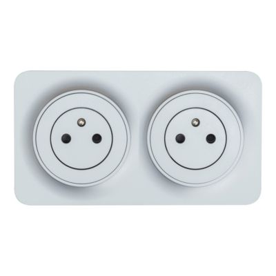 Double prise avec terre prêt câblée Jacobsen Espen aluminium composable