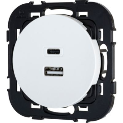 Double prise USB-A+C Jacobsen Kennet blanc complet