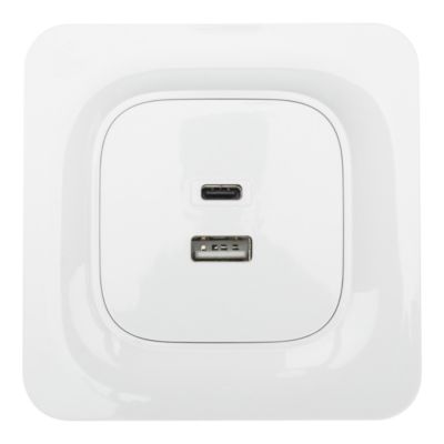 Double prise USB-A+C Jacobsen Kennet blanc complet